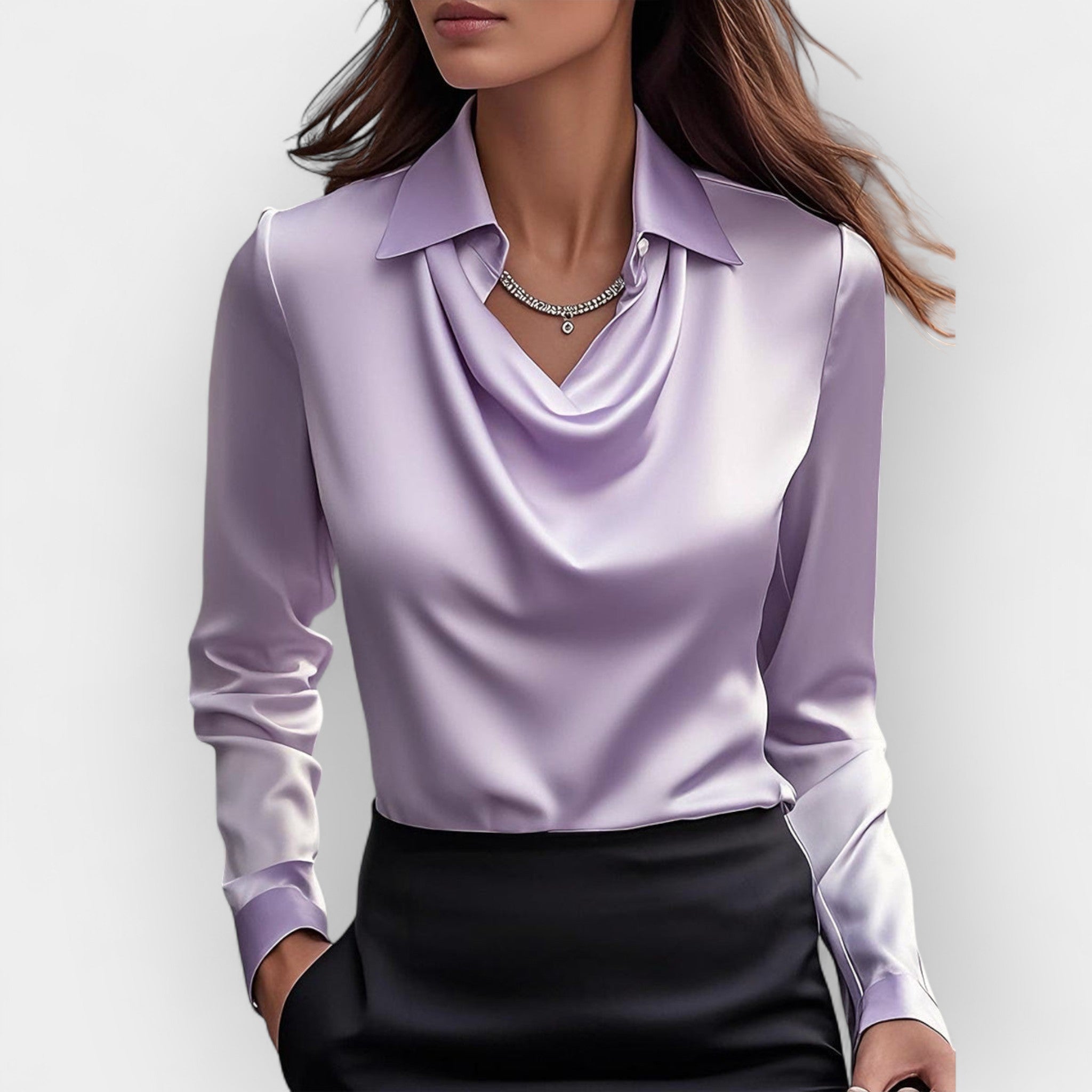 Sofia – bluse mit Wasserfallkragen Damen