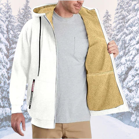 Lukas – Herren Fleecejacke mit Kapuze und Teddy-Innenfutter