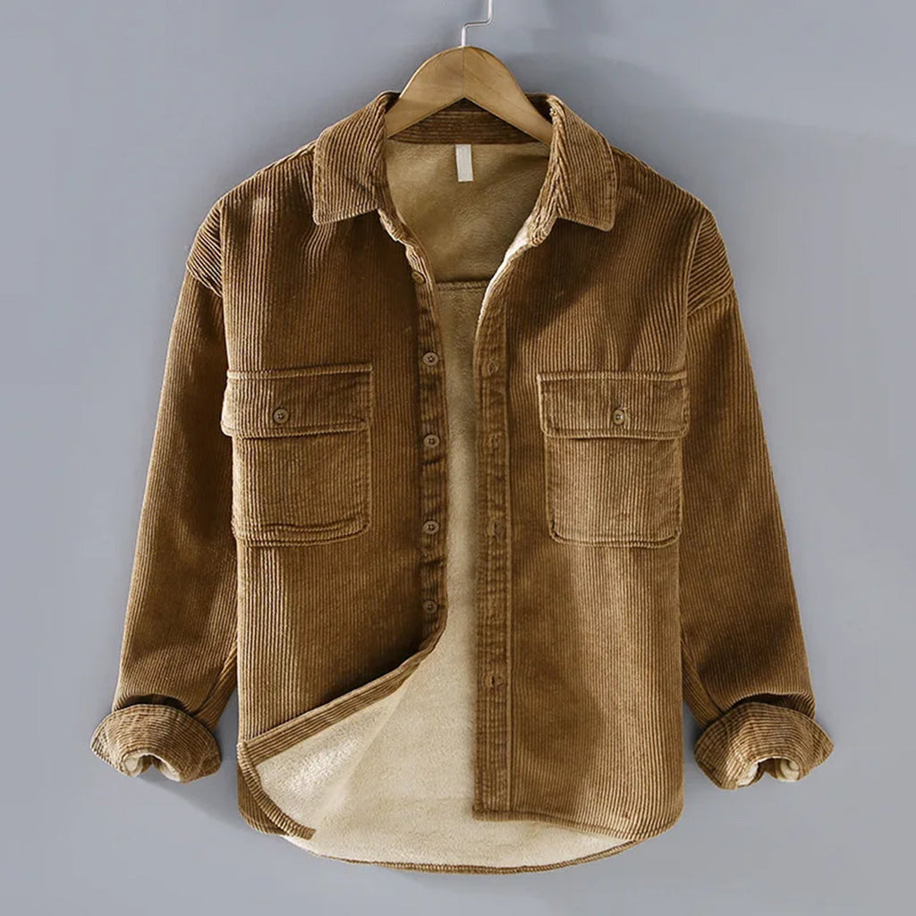 Modische Herren Cordjacke mit Knopfverschluss und praktischen Taschen - J&B - 1 - Annoboutique
