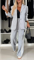 Modisches Damen-Set aus Blazer und Hose mit breiten Streifen - J&B - 1 - Annoboutique