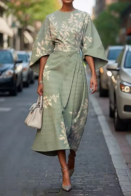 Alicja – Damen-Midikleid mit Eleganter Kimono-Silhouette