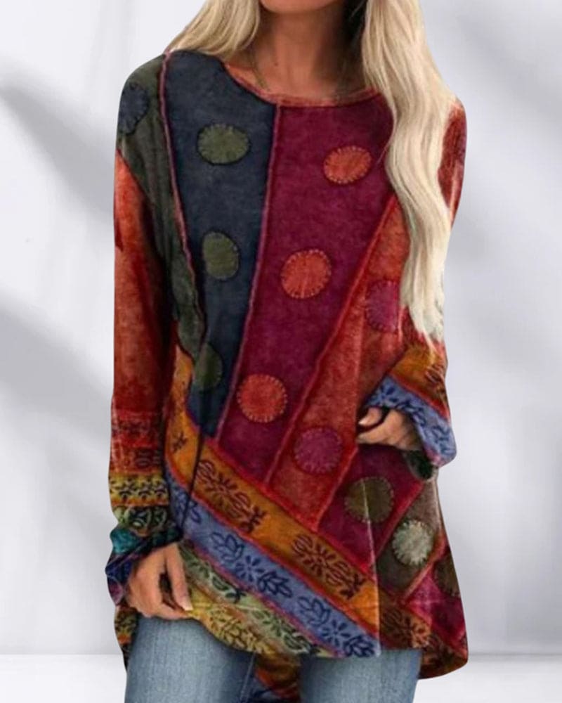 Amelia – Damen Longshirt Mit Musterdesign