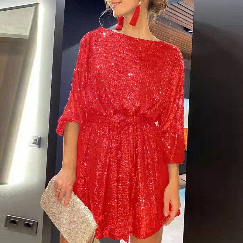 Aurora – Damen Glitzer Abendkleid Cocktailkleid mit Pailletten
