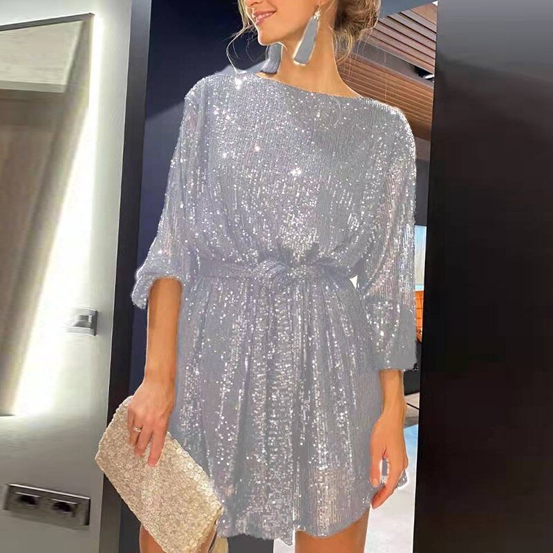 Aurora – Damen Glitzer Abendkleid Cocktailkleid mit Pailletten