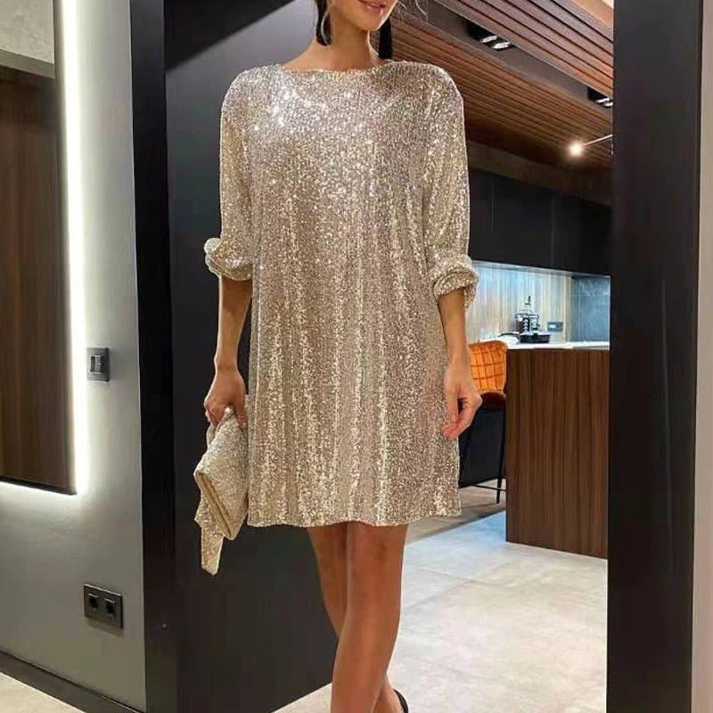 Aurora – Damen Glitzer Abendkleid Cocktailkleid mit Pailletten