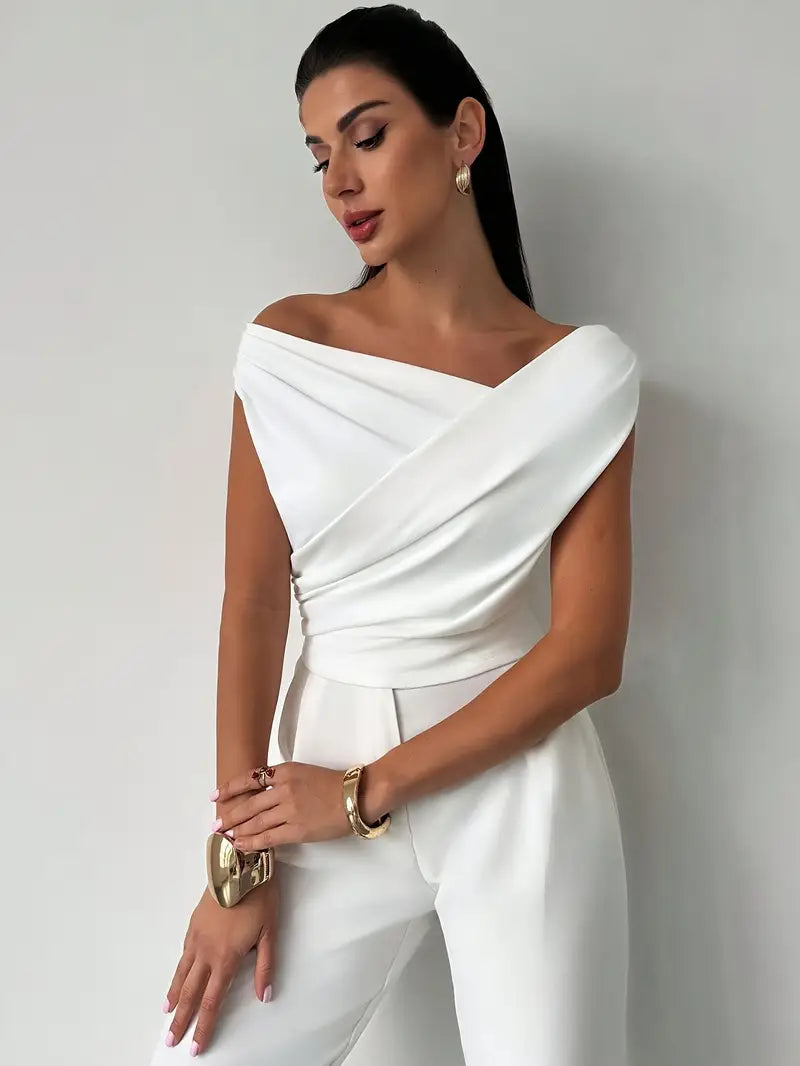 Leoni – Elegante Damenbluse mit drapiertem Schulterbereich - 4 - Annoboutique
