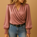 Adriana – Damen Wickelbluse Mit Fließendem Schnitt