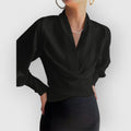 Lina – Elegant Puff Sleeves Wrap Blouse - Image 3