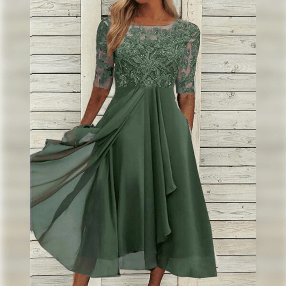 Sophie – Feminines Midikleid mit zarter Spitze