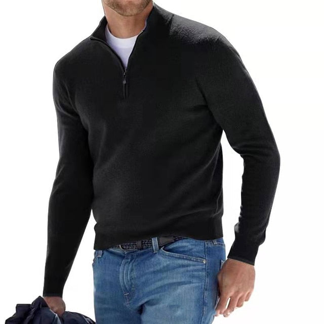 Jonas - Herrenpullover Baumwoll mit halbem Reißverschluss