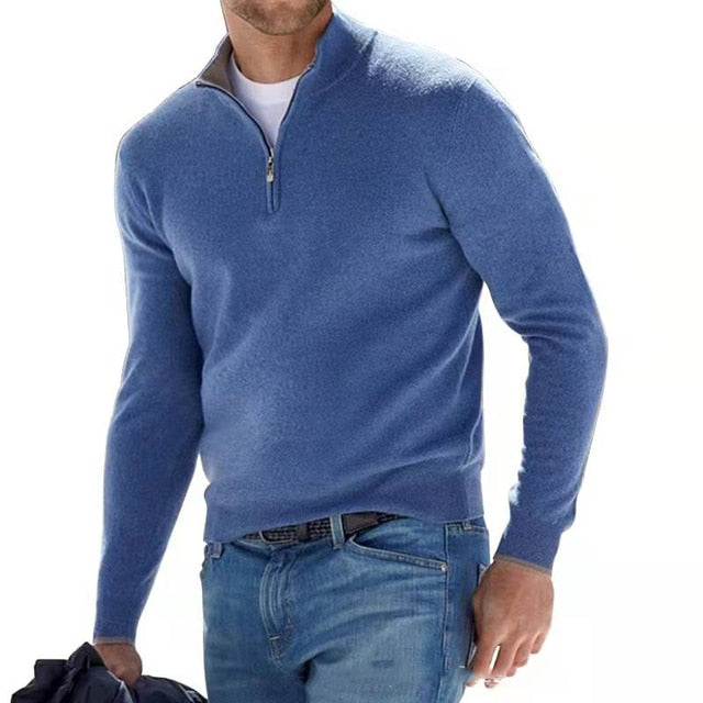 Jonas - Herrenpullover Baumwoll mit halbem Reißverschluss