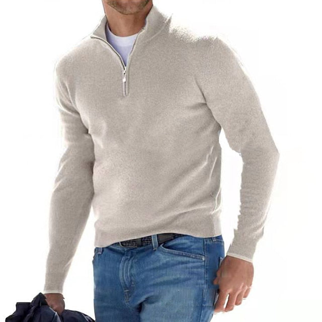 Jonas - Herrenpullover Baumwoll mit halbem Reißverschluss