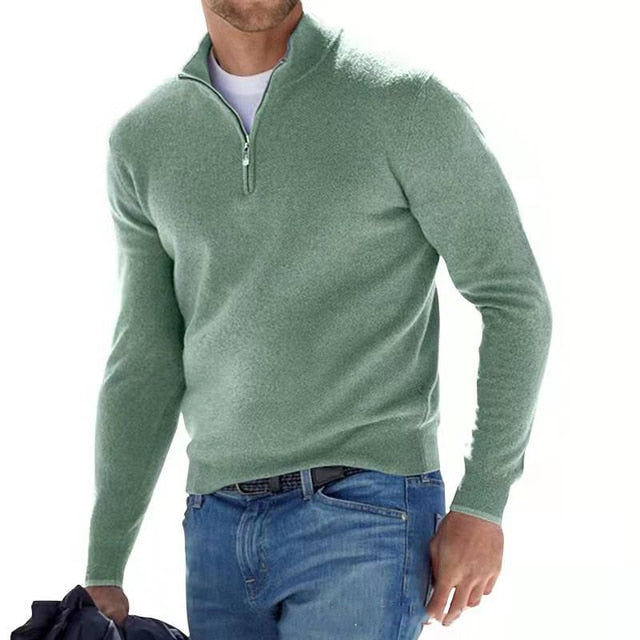 Jonas - Herrenpullover Baumwoll mit halbem Reißverschluss