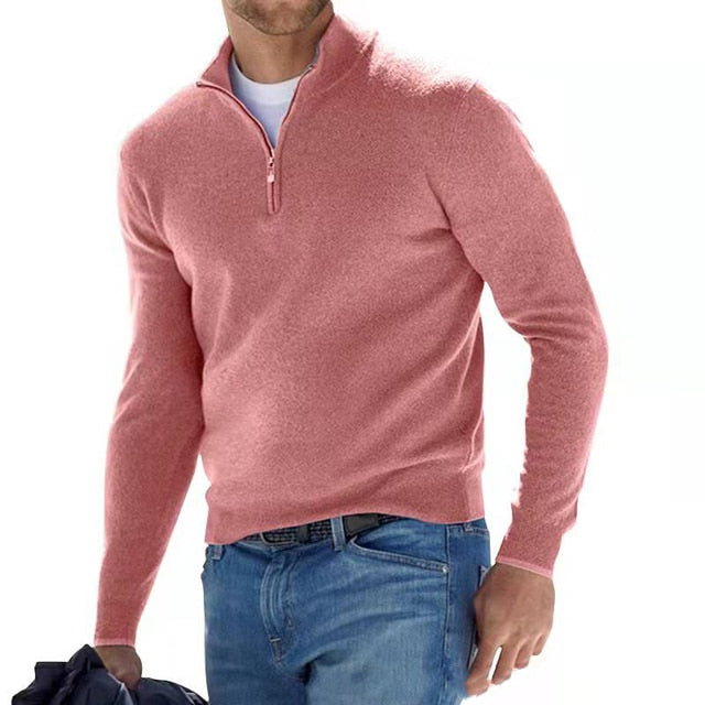 Jonas - Herrenpullover Baumwoll mit halbem Reißverschluss