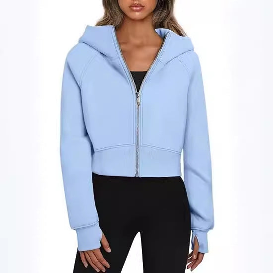 Nova – Damen Hoodie kurz geschnitten mit Reißverschluss und Kapuze