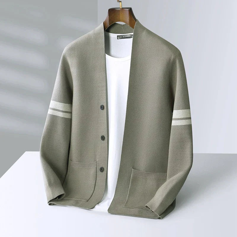 Milan – Strick-Cardigan mit Streifendetail für Herren