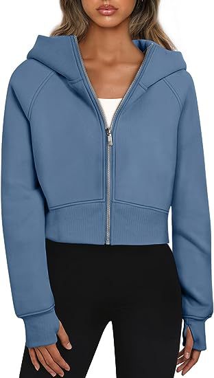 Nova – Damen Hoodie kurz geschnitten mit Reißverschluss und Kapuze