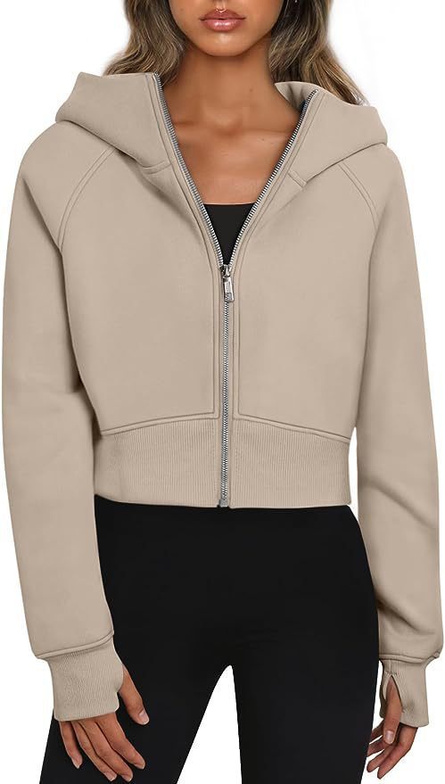 Nova – Damen Hoodie kurz geschnitten mit Reißverschluss und Kapuze