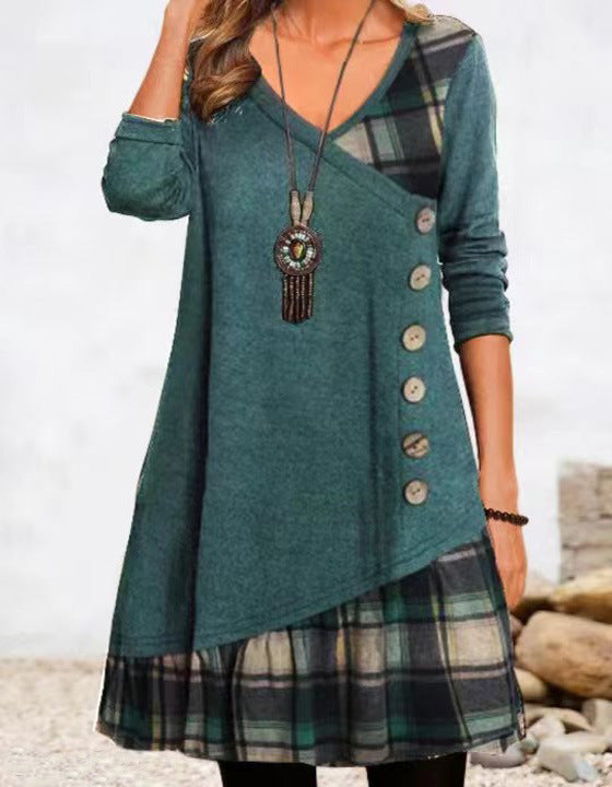 Sienna - Freizeitkleid mit Knöpfen und Karomuster für Damen
