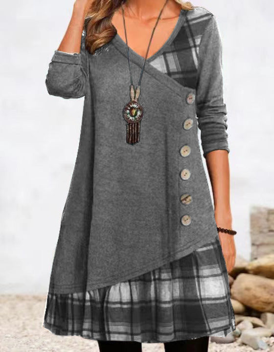 Sienna - Freizeitkleid mit Knöpfen und Karomuster für Damen