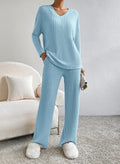 Noelia – Damen Strick-Set mit V-Ausschnitt Pullover und passender Hose