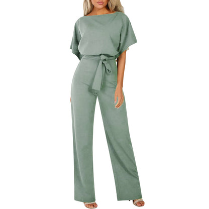 Soraya – Damen Jumpsuit mit Taillengürtel und weitem Bein