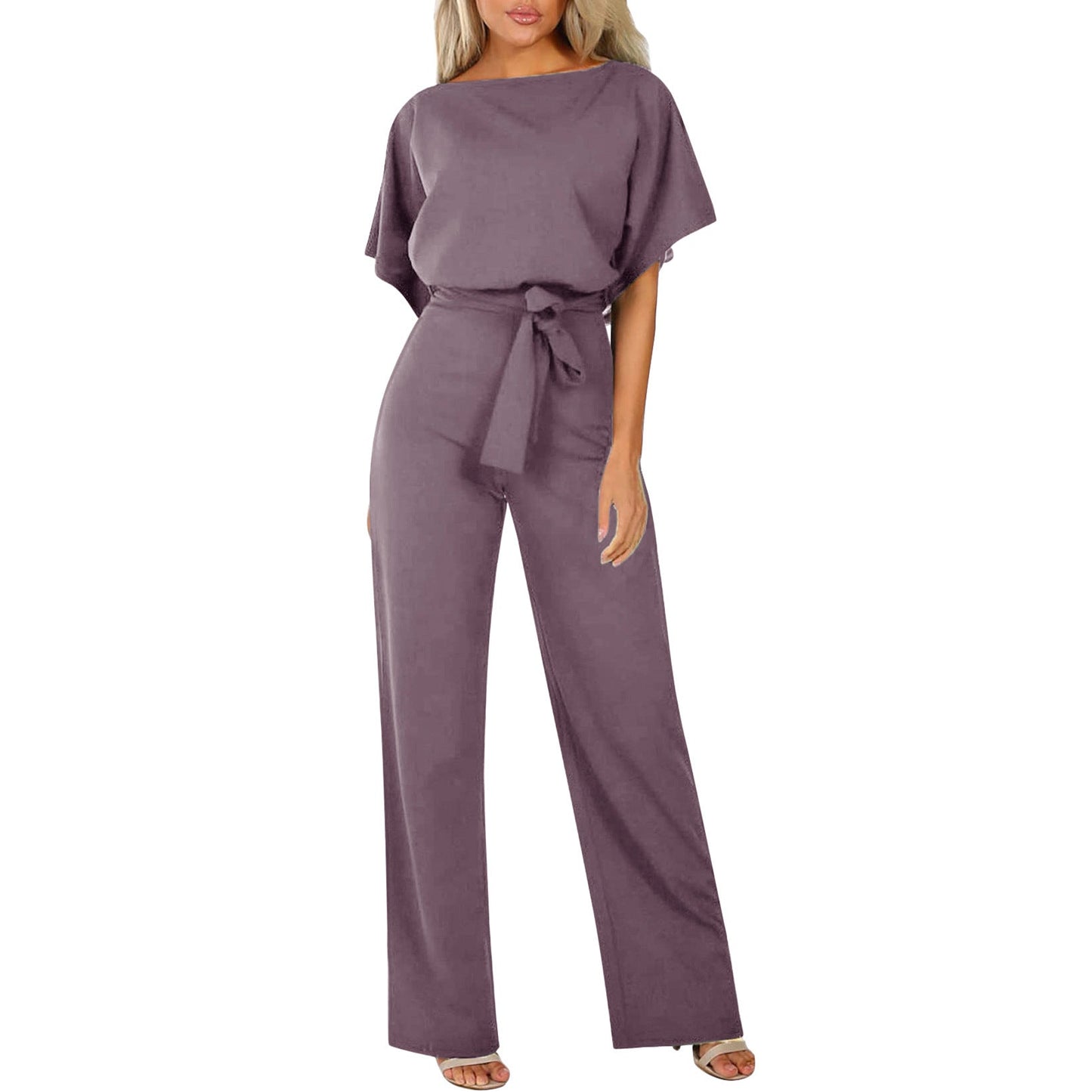 Soraya – Damen Jumpsuit mit Taillengürtel und weitem Bein