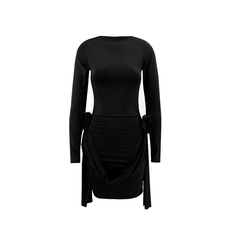 Aurelian – Damen Minikleid mit langen Ärmeln und seitlichen Drapierungen