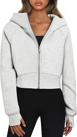 Nova – Damen Hoodie kurz geschnitten mit Reißverschluss und Kapuze