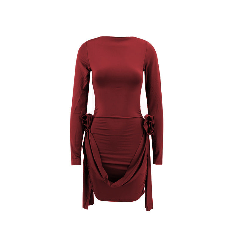 Aurelian – Damen Minikleid mit langen Ärmeln und seitlichen Drapierungen