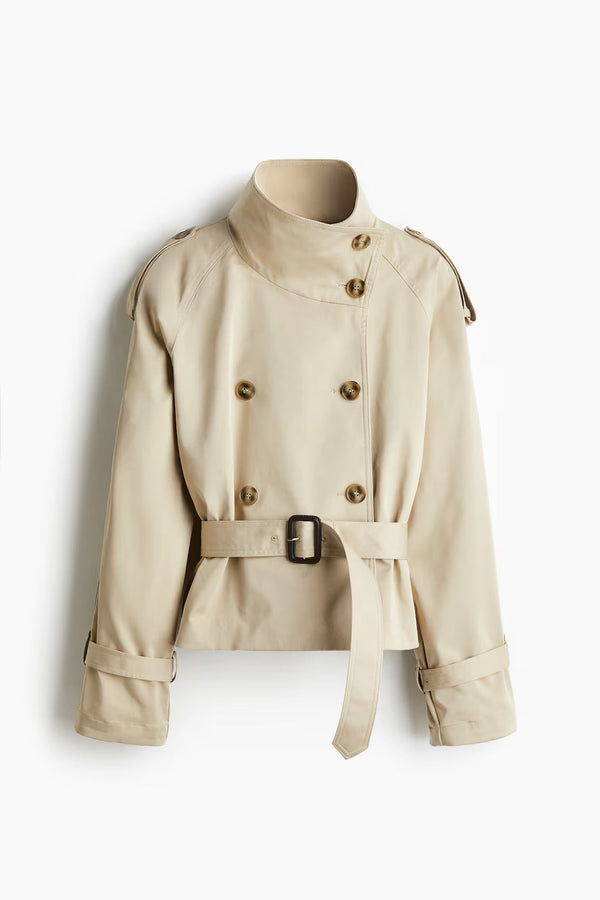 Clara - Damen Trenchcoat kurz geschnitten mit Gürtel