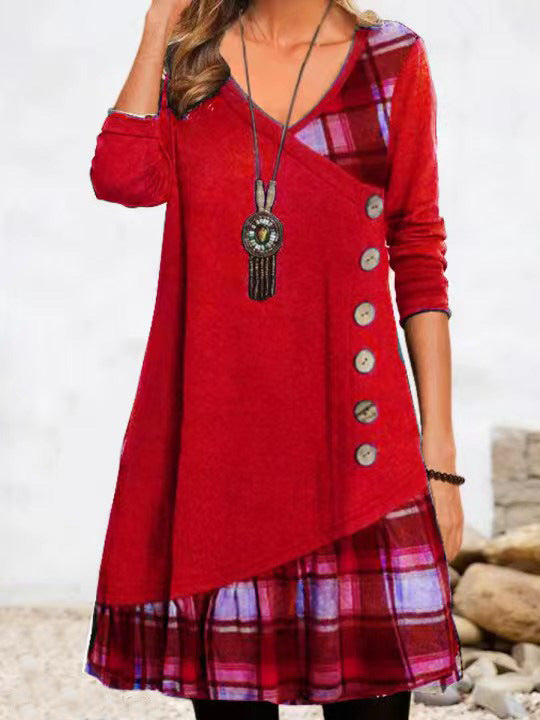 Sienna - Freizeitkleid mit Knöpfen und Karomuster für Damen