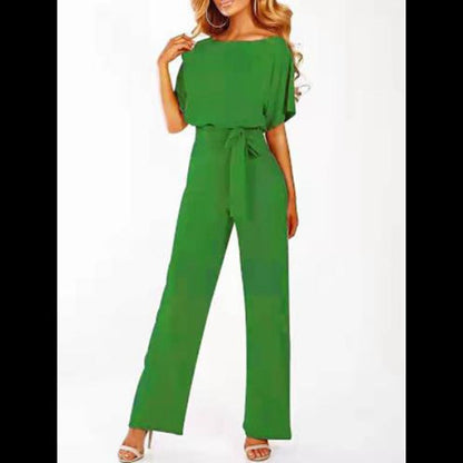 Soraya – Damen Jumpsuit mit Taillengürtel und weitem Bein