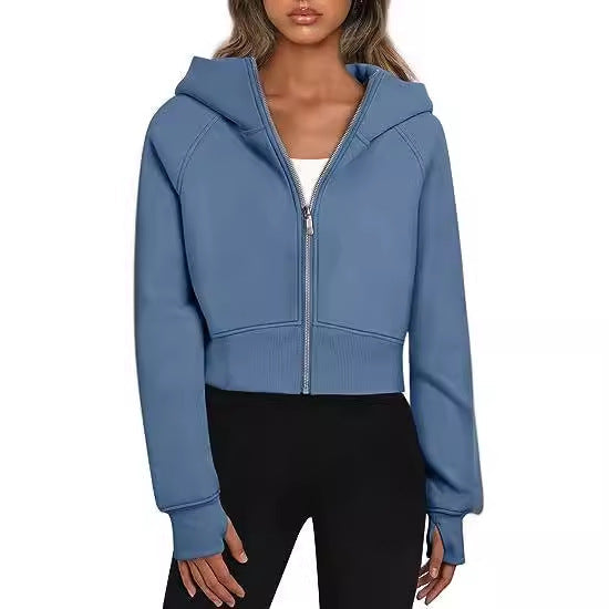 Nova – Damen Hoodie kurz geschnitten mit Reißverschluss und Kapuze