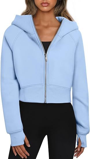 Nova – Damen Hoodie kurz geschnitten mit Reißverschluss und Kapuze