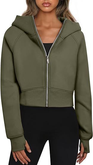 Nova – Damen Hoodie kurz geschnitten mit Reißverschluss und Kapuze