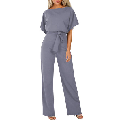 Soraya – Damen Jumpsuit mit Taillengürtel und weitem Bein