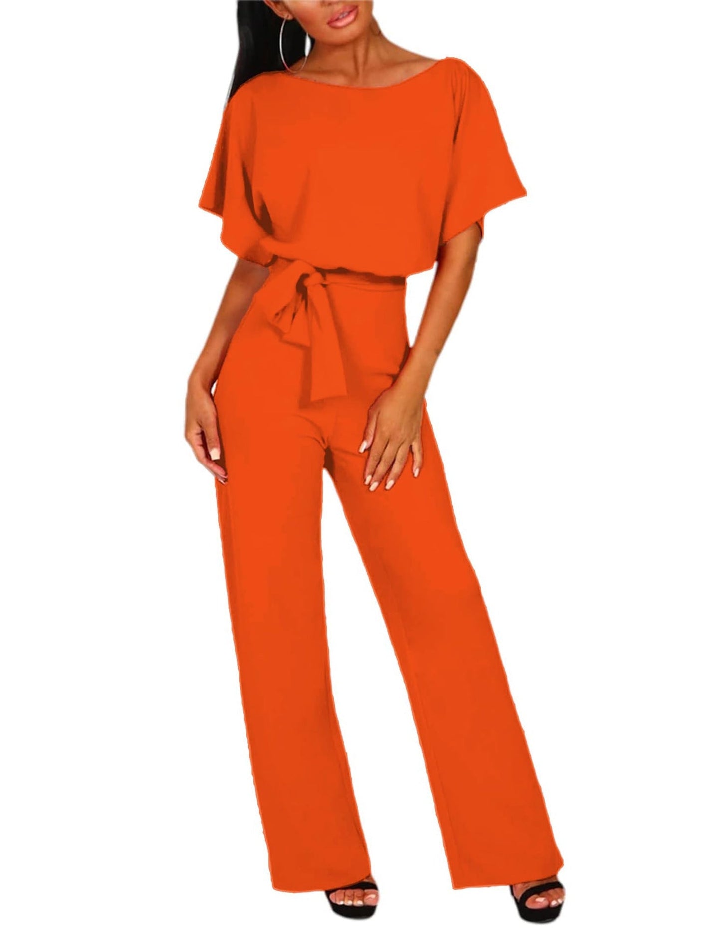 Soraya – Damen Jumpsuit mit Taillengürtel und weitem Bein