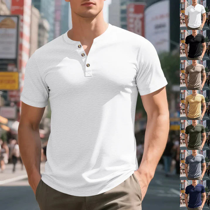 Ethan - Herren Kurzarmshirt mit Knopfleiste