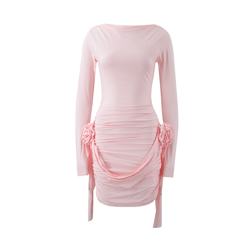 Aurelian – Damen Minikleid mit langen Ärmeln und seitlichen Drapierungen