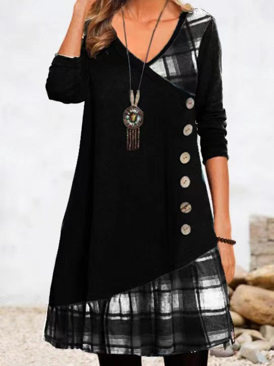 Sienna - Freizeitkleid mit Knöpfen und Karomuster für Damen