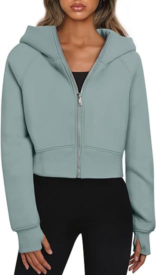Nova – Damen Hoodie kurz geschnitten mit Reißverschluss und Kapuze