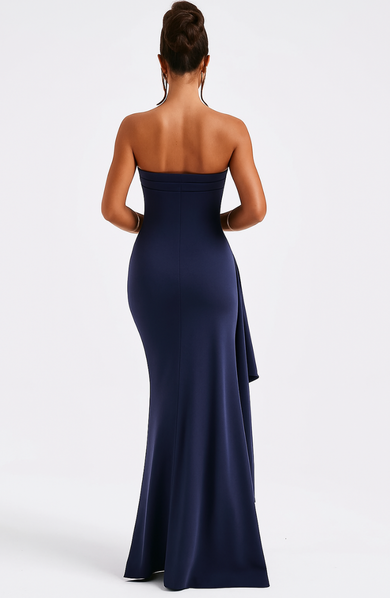 Elena - Damen Abendkleid mit Bandeau-Ausschnitt und Schlitz