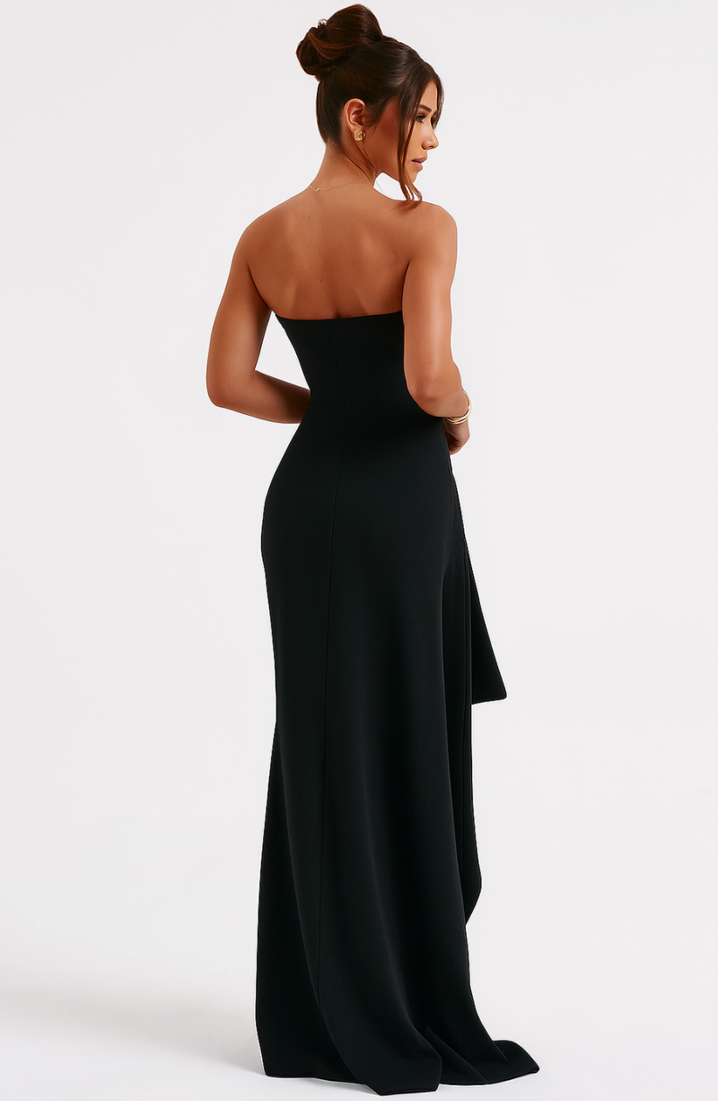 Elena - Damen Abendkleid mit Bandeau-Ausschnitt und Schlitz
