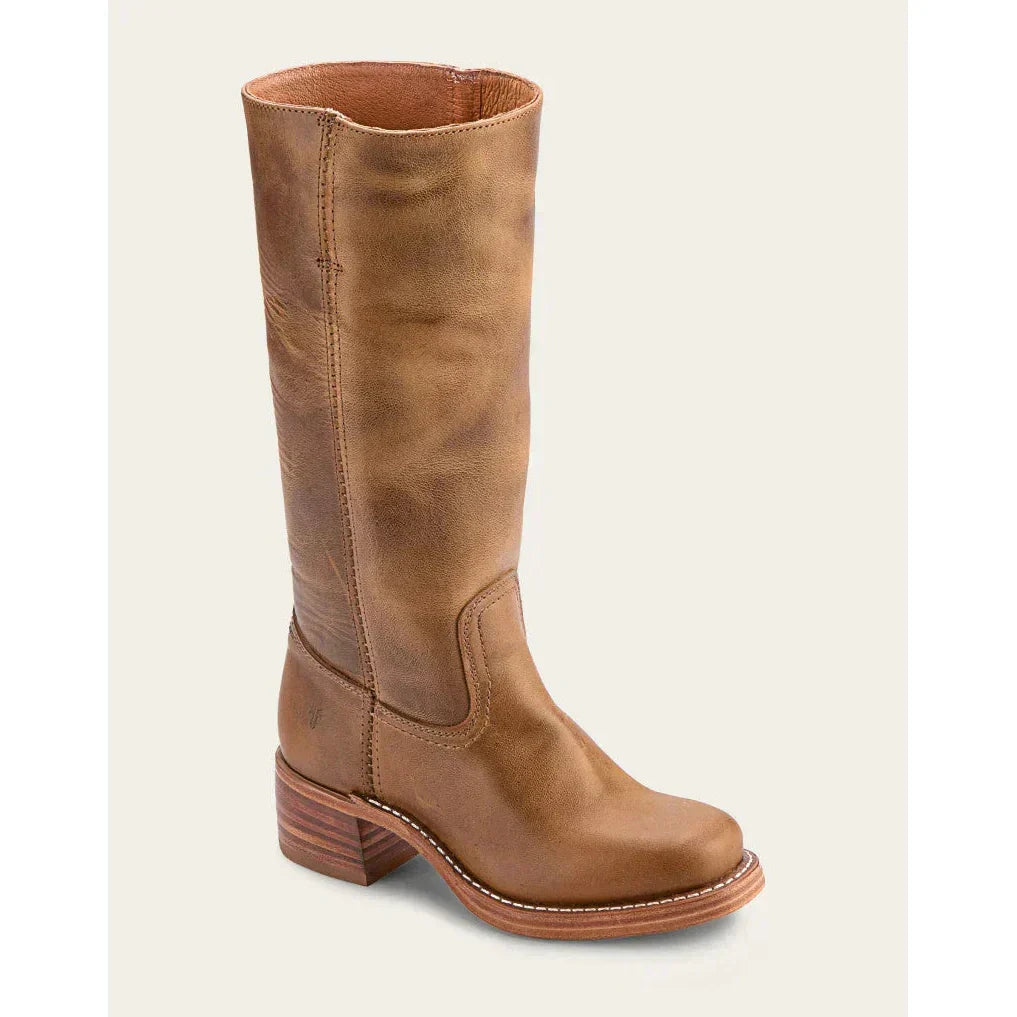 Alva – Damen Lederstiefel in Braun mit Blockabsatz