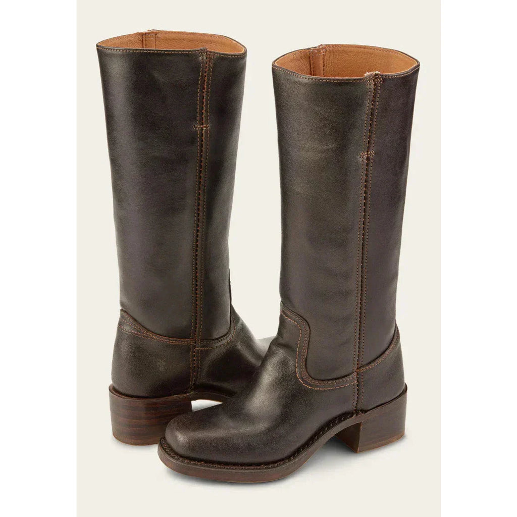 Alva – Damen Lederstiefel in Braun mit Blockabsatz