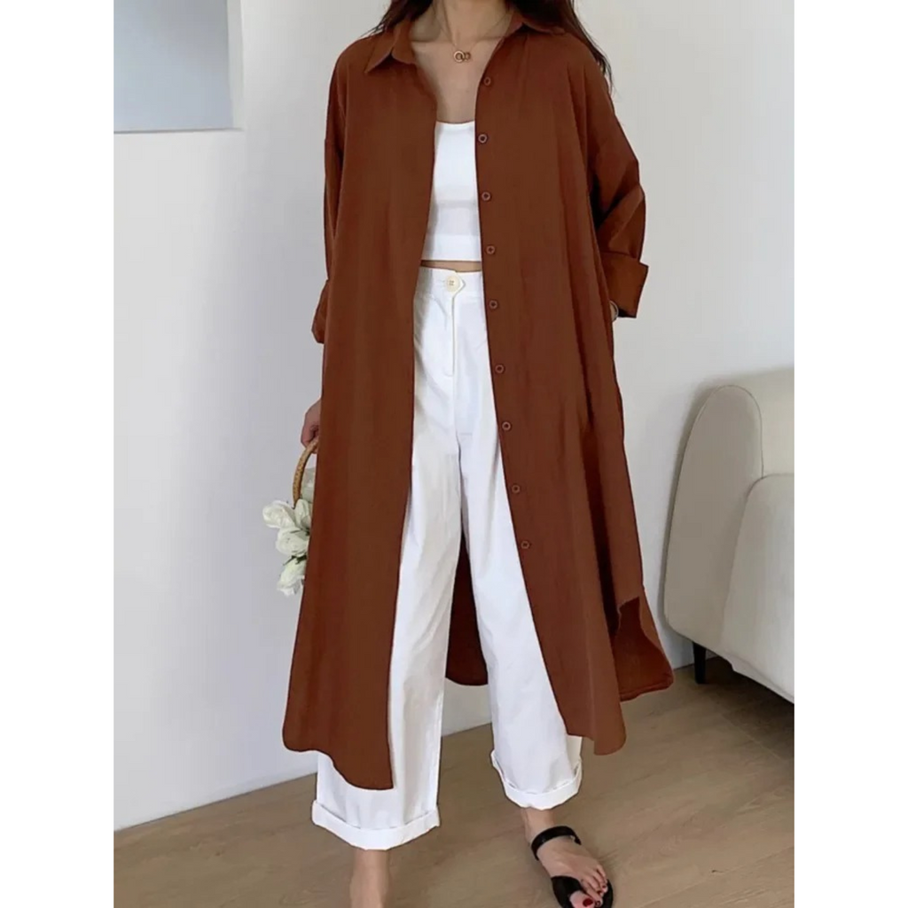 Stylische Damenjacke mit Knopfverschluss und lässigem, langem Schnitt von J&B - 1 - Annoboutique