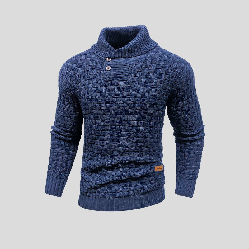 Lorenzo - Herren Strickpullover mit Stehkragen und Knöpfen