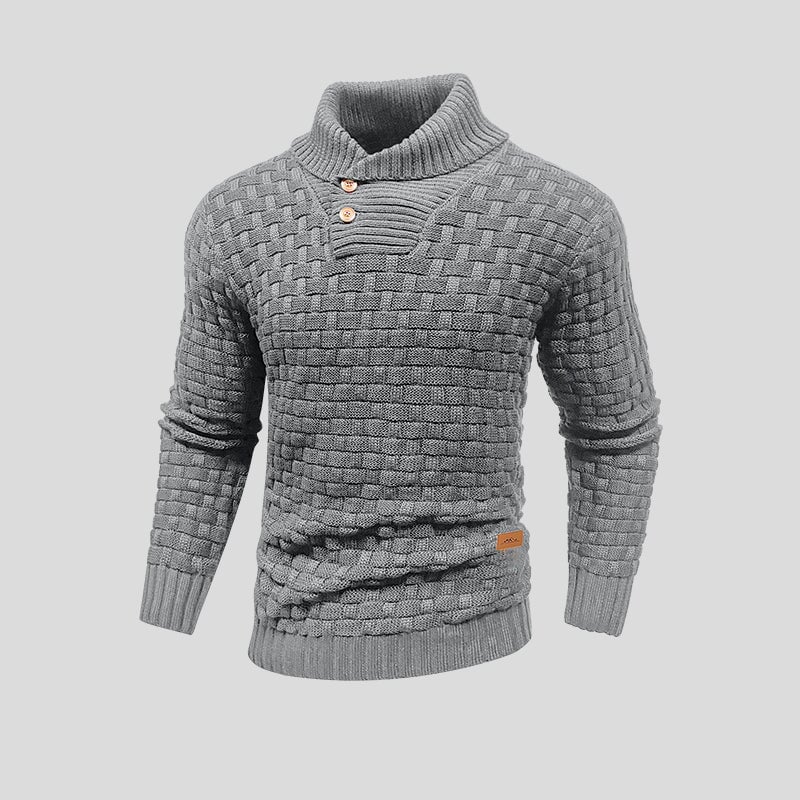 Lorenzo - Herren Strickpullover mit Stehkragen und Knöpfen