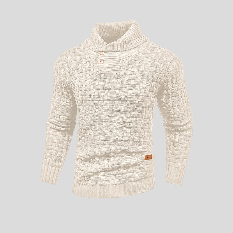 Lorenzo - Herren Strickpullover mit Stehkragen und Knöpfen